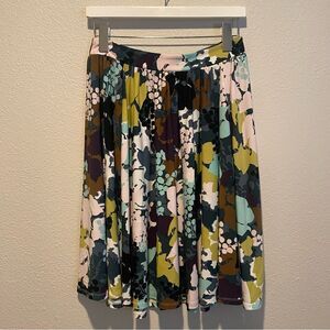 Grace Elements Skirt Floral Size Small Multicolored Midi Skater Skirt